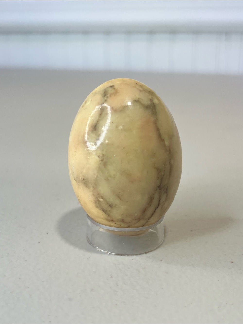 Polished Calcite Egg Accent in Pale Yellow and Cream